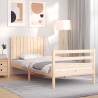 Bed Frame with Headboard Single Solid Wood Colour natural Size 90 x 190 cm 