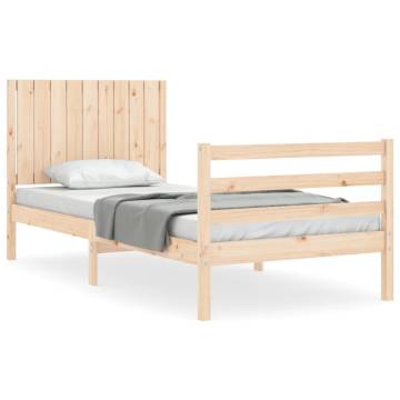 Single Solid Wood Bed Frame with Headboard | Hipomarket