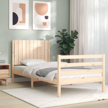 Single Solid Wood Bed Frame with Headboard | Hipomarket