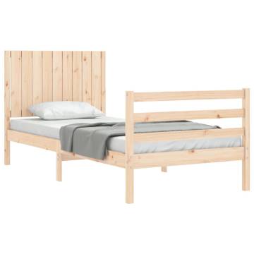 Single Solid Wood Bed Frame with Headboard | Hipomarket