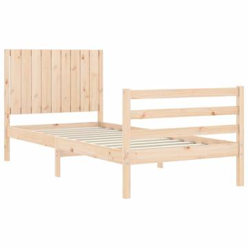 Single Solid Wood Bed Frame with Headboard | Hipomarket