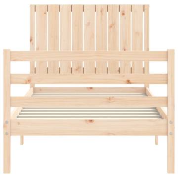 Single Solid Wood Bed Frame with Headboard | Hipomarket