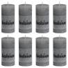 Bolsius Rustic Pillar Candles - Light Grey 8 pcs | Hipo Market