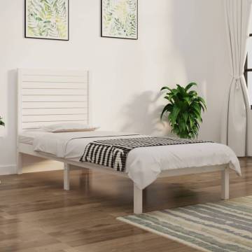 White Solid Wood Bed Frame 75x190 cm | Stylish & Sturdy