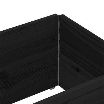 Pallet Collars 2 pcs Black 150x50 cm - Solid Wood Pine