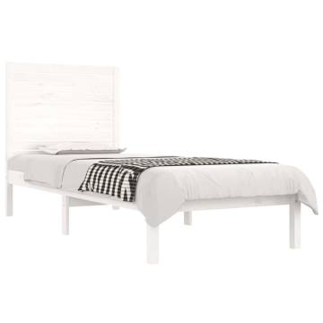 White Solid Wood Bed Frame 75x190 cm | Stylish & Sturdy