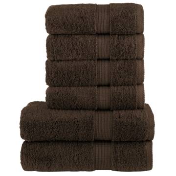 6 Piece Premium Towel Set SOLUND Brown - Soft & Durable | HipoMarket