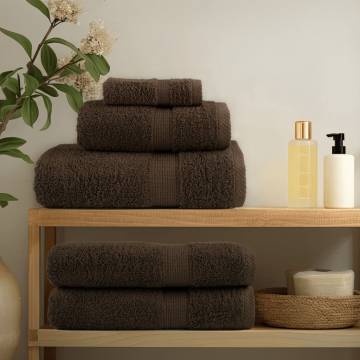 6 Piece Premium Towel Set SOLUND Brown - Soft & Durable | HipoMarket