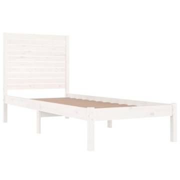 White Solid Wood Bed Frame 75x190 cm | Stylish & Sturdy