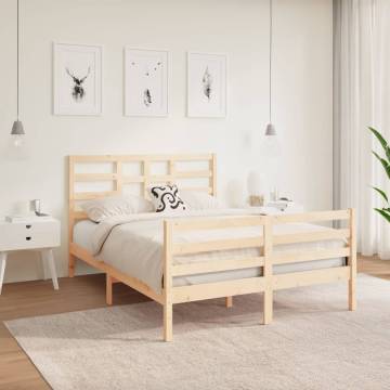 Solid Wood Bed Frame 140x190 cm - Stylish & Sturdy Design