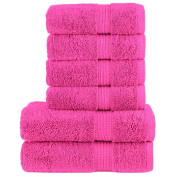 6 Piece Premium Towel Set SOLUND Pink - 600gsm Softness