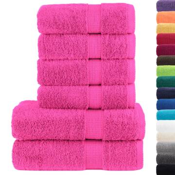 6 Piece Premium Towel Set SOLUND Pink - 600gsm Softness