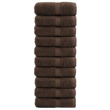 Premium SOLUND Guest Towels - 10pcs Brown 30x50cm 600gsm