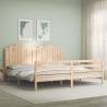 Solid Wood Bed Frame 200x200 cm with Headboard - HipoMarket