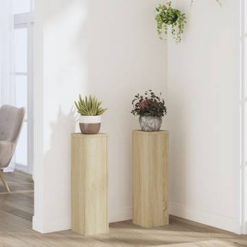 Plant Stand 2pcs Sonoma Oak - Durable Engineered Wood | Hipo Market