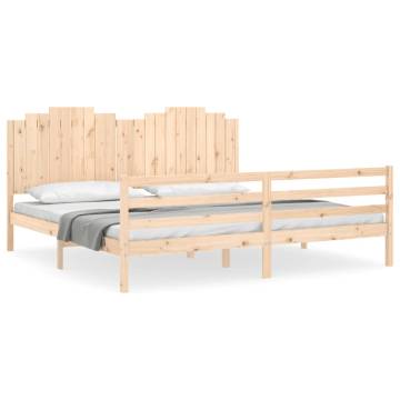 Solid Wood Bed Frame 200x200 cm with Headboard - HipoMarket