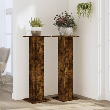 Plant Stands 2 pcs Smoked Oak - Stylish & Durable | Hipo Market