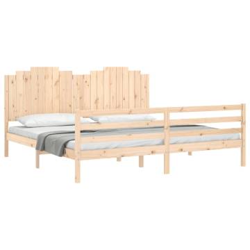 Solid Wood Bed Frame 200x200 cm with Headboard - HipoMarket