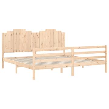 Solid Wood Bed Frame 200x200 cm with Headboard - HipoMarket