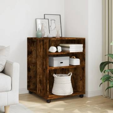 Stylish Side Table with Wheels in Smoked Oak - 55x60x78 cm