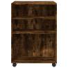 Stylish Side Table with Wheels in Smoked Oak - 55x60x78 cm