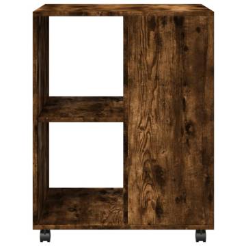 Stylish Side Table with Wheels in Smoked Oak - 55x60x78 cm