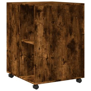 Stylish Side Table with Wheels in Smoked Oak - 55x60x78 cm