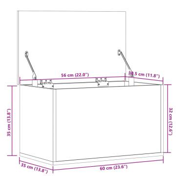 Storage Box White 60x35x35 cm | Durable Engineered Wood