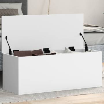 Storage Box White 90x35x35 cm - Durable Engineered Wood