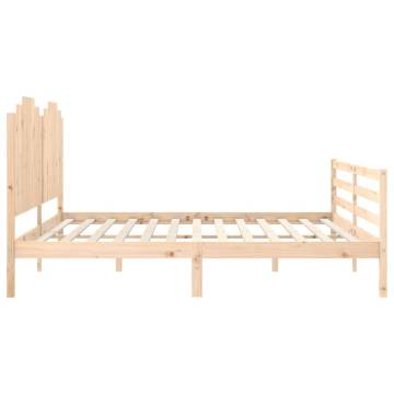 Solid Wood Bed Frame 200x200 cm with Headboard - HipoMarket