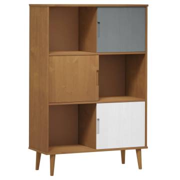 MOLDE Brown Bookcase - Solid Pine Wood 90x35x133.5 cm