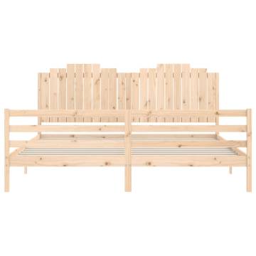 Solid Wood Bed Frame 200x200 cm with Headboard - HipoMarket