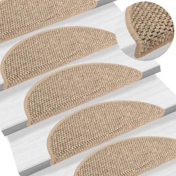 Self-Adhesive Stair Mats - Dark Beige Sisal-Look (15 pcs)