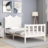 Bed Frame with Headboard White 90x190 cm Single Solid Wood Colour white Size 90 x 190 cm 