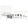 White Single Bed Frame with Headboard - Solid Pine 90x190 cm