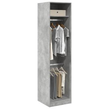 Concrete Grey Wardrobe | 50x50x200 cm Engineered Wood