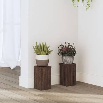 Stylish Plant Stands - Brown Oak 2 pcs | HipoMarket