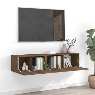 2 Piece TV Cabinet Set - Brown Oak Engineered Wood | HipoMarket