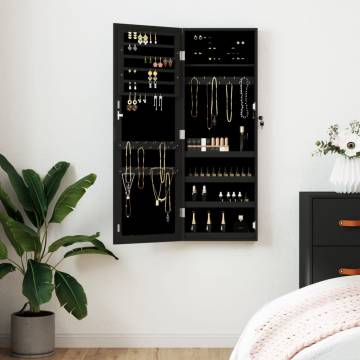 Mirror Jewellery Cabinet Wall Mounted Black - Stylish Storage