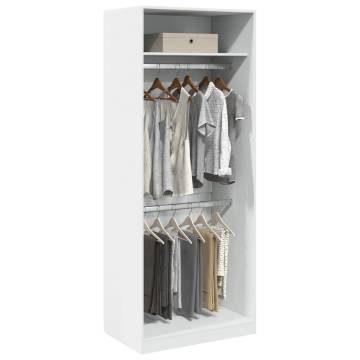 Stylish White Wardrobe 80x50x200 cm - Durable Engineered Wood