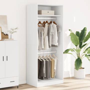 Stylish White Wardrobe 80x50x200 cm - Durable Engineered Wood