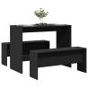  3 Piece Dining Table and Bench set Black Engineered Wood Colour black Number of 1 