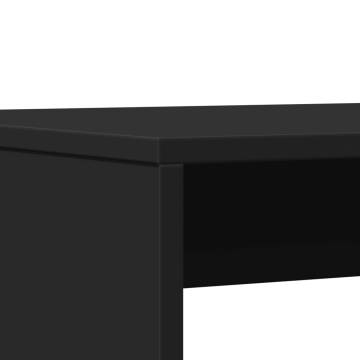 3 Piece Dining Table and Bench Set - Black Engineered Wood