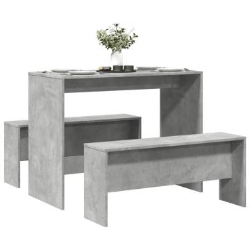 3 Piece Concrete Grey Dining Table & Bench Set - Hipomarket