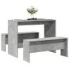  3 Piece Dining Table and Bench set Concrete Grey Engineered Wood Colour concrete grey Number of 1 