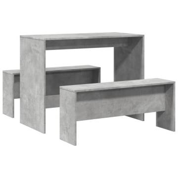 3 Piece Concrete Grey Dining Table & Bench Set - Hipomarket