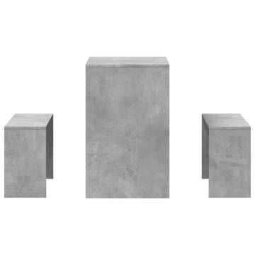 3 Piece Concrete Grey Dining Table & Bench Set - Hipomarket