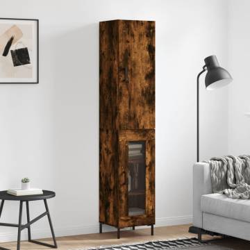 Stylish Highboard in Smoked Oak | Engineered Wood | 34.5x34x180 cm