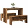  3 Piece Dining Table and Bench set Old Wood Engineered Wood Colour old wood Number of 1 