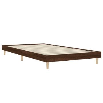 Brown Oak Bed Frame 90x190 cm - Durable Engineered Wood